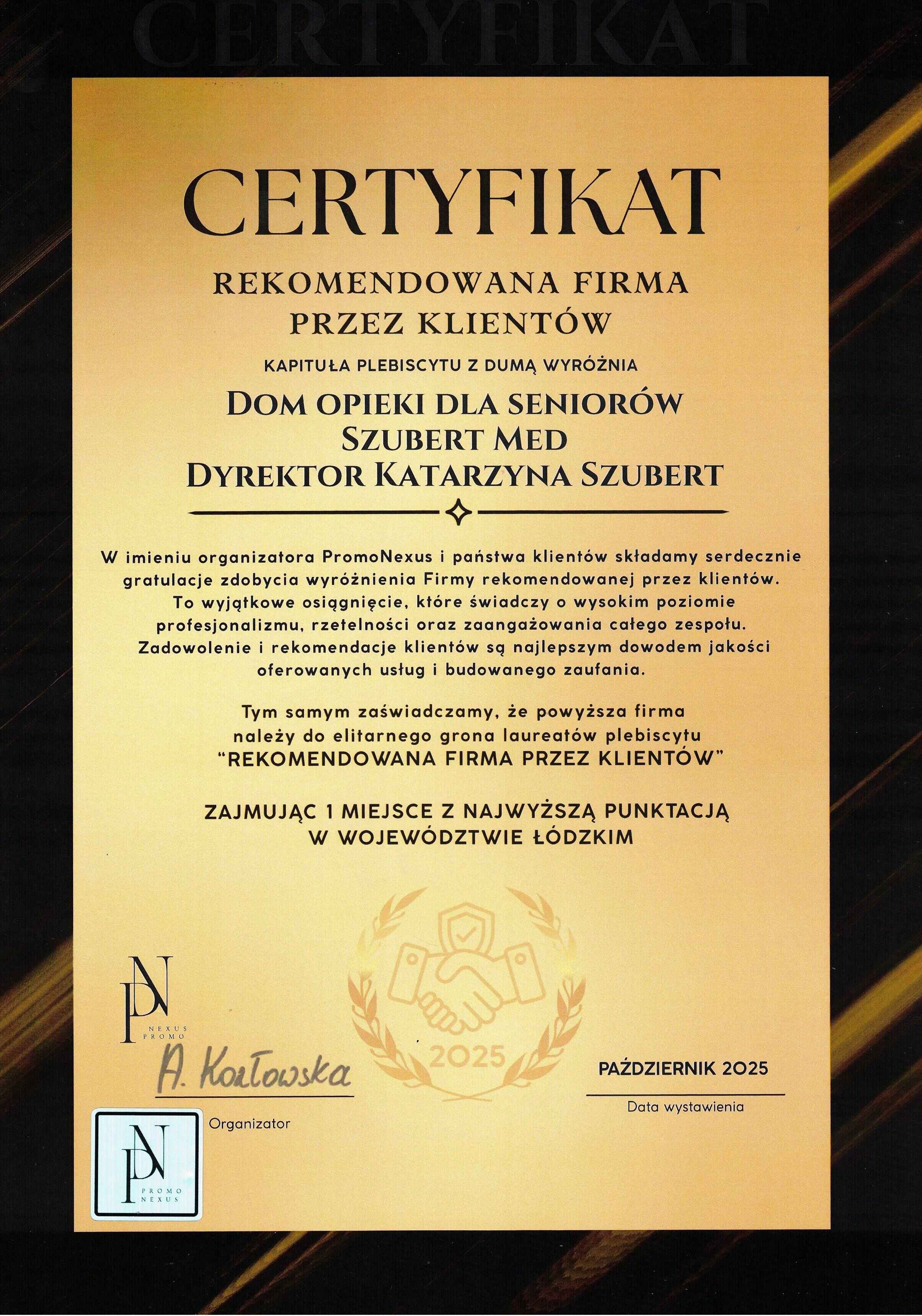 Rekomendowana firma przez klientów