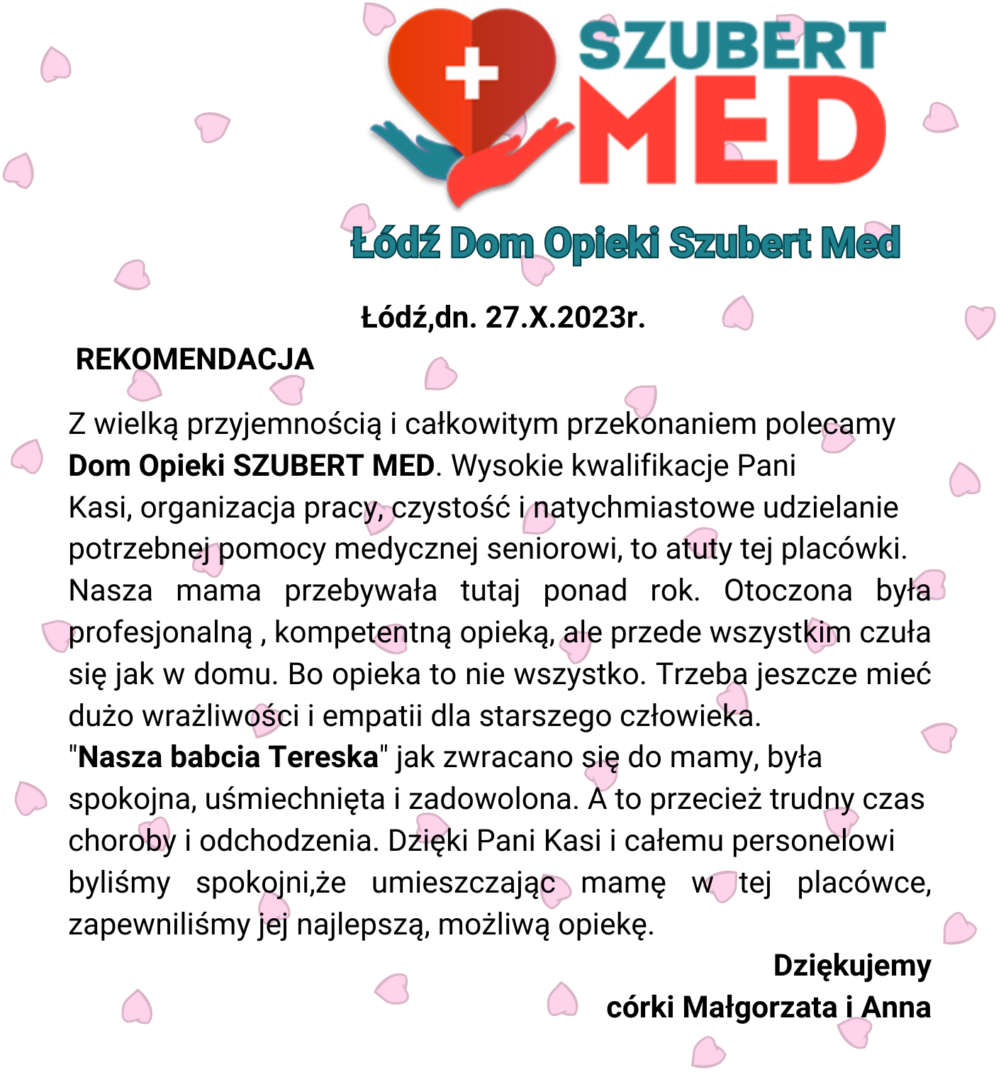 rekomendacja dla DOM OPIEKI SZUBERT MED Łódź